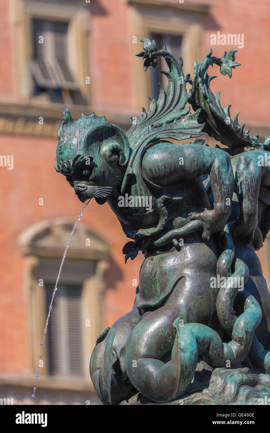 Firenze, Provincia di Firenze, Toscana, Italia. Piazza della Santissima Annunziata. Dettaglio della fontana. Foto Stock