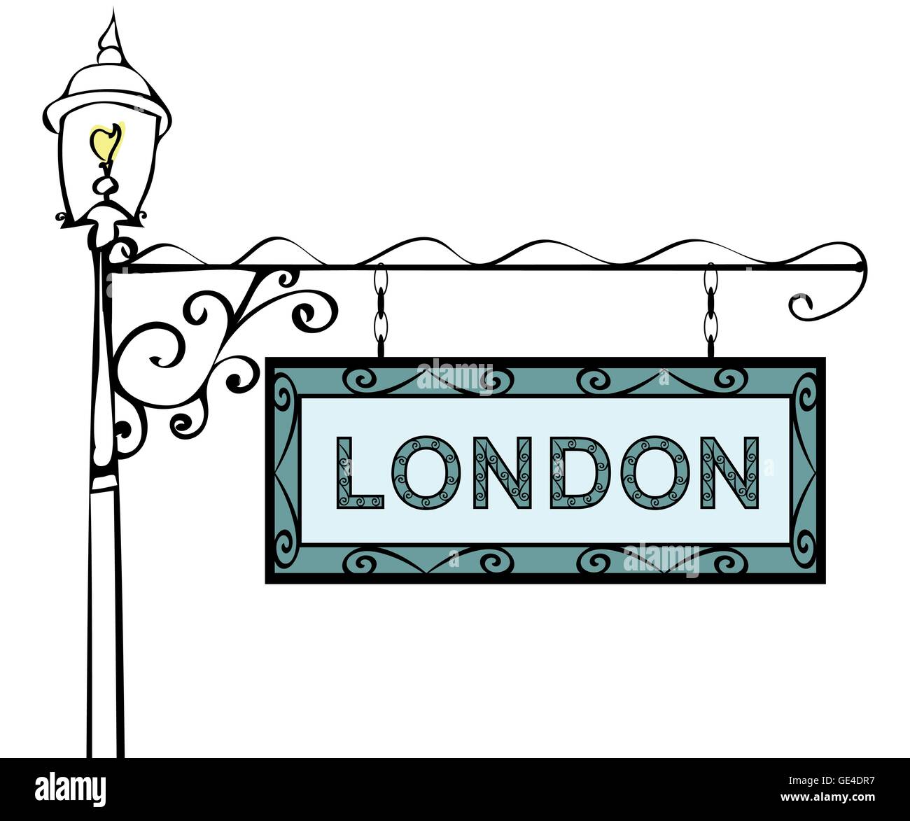 Londra retro vintage lampione puntatore. Illustrazione Vettoriale