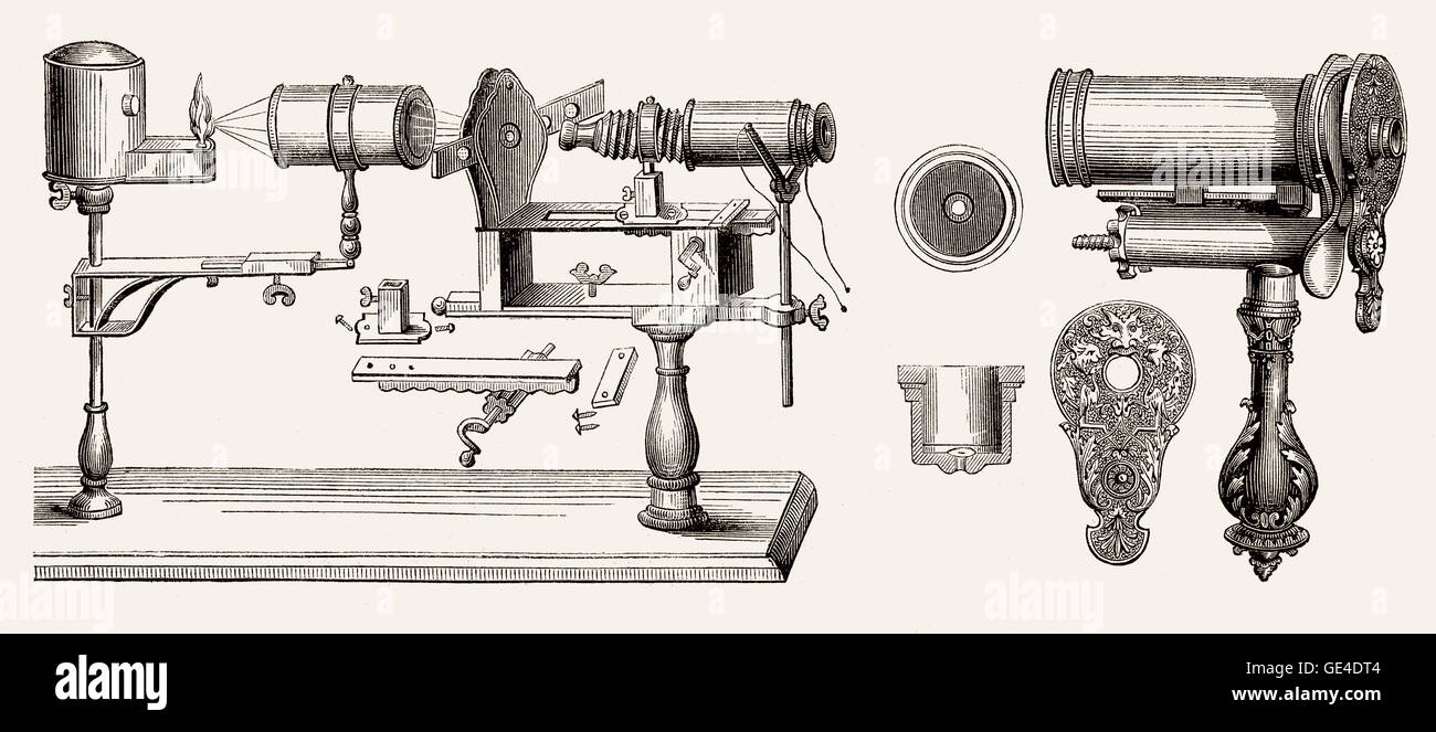 Vecchio microscopi da Filippo Bonanni, Louis Joblot, microscopi microscopio microscopica microscopico tecnologie Resea tecnologia Foto Stock