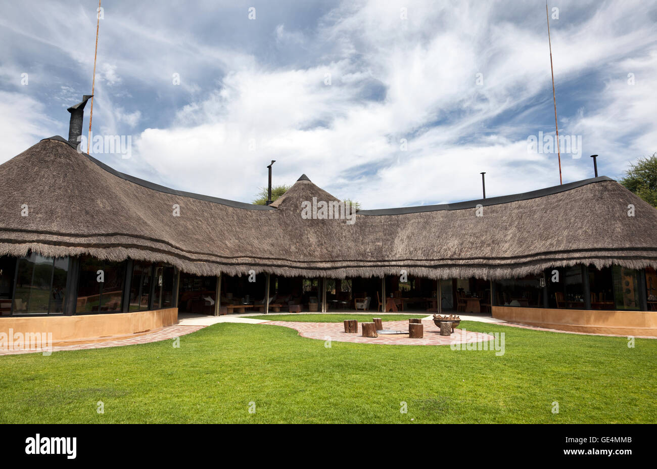 L'Okonjima Bush Camp la Reception Principale / Lounge edificio in Namibia Foto Stock