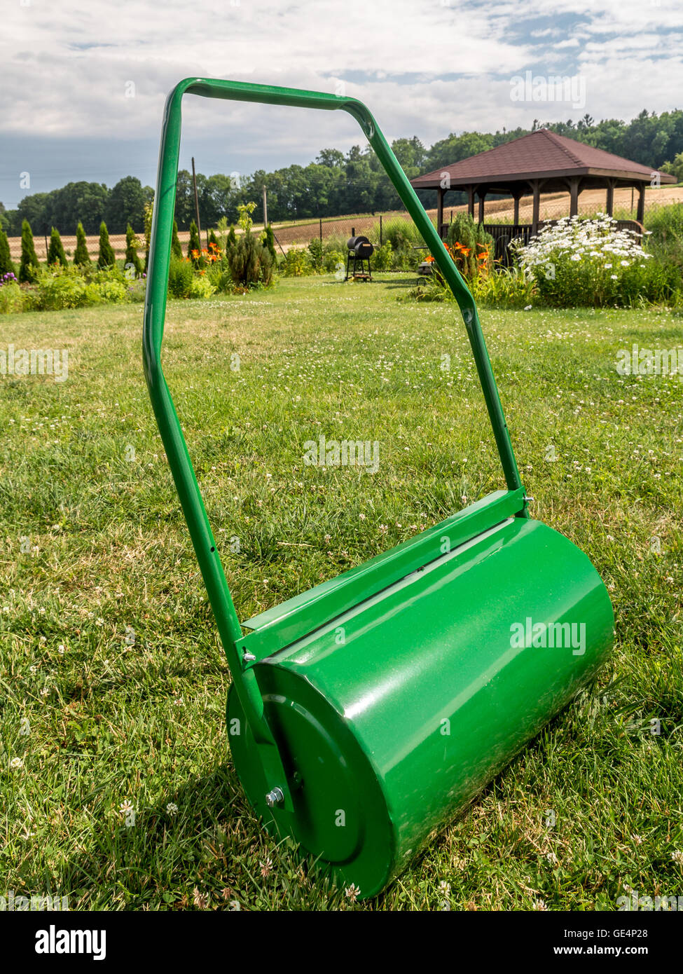 Prato verde rullo pronto a rotolare il giardino prato Foto Stock