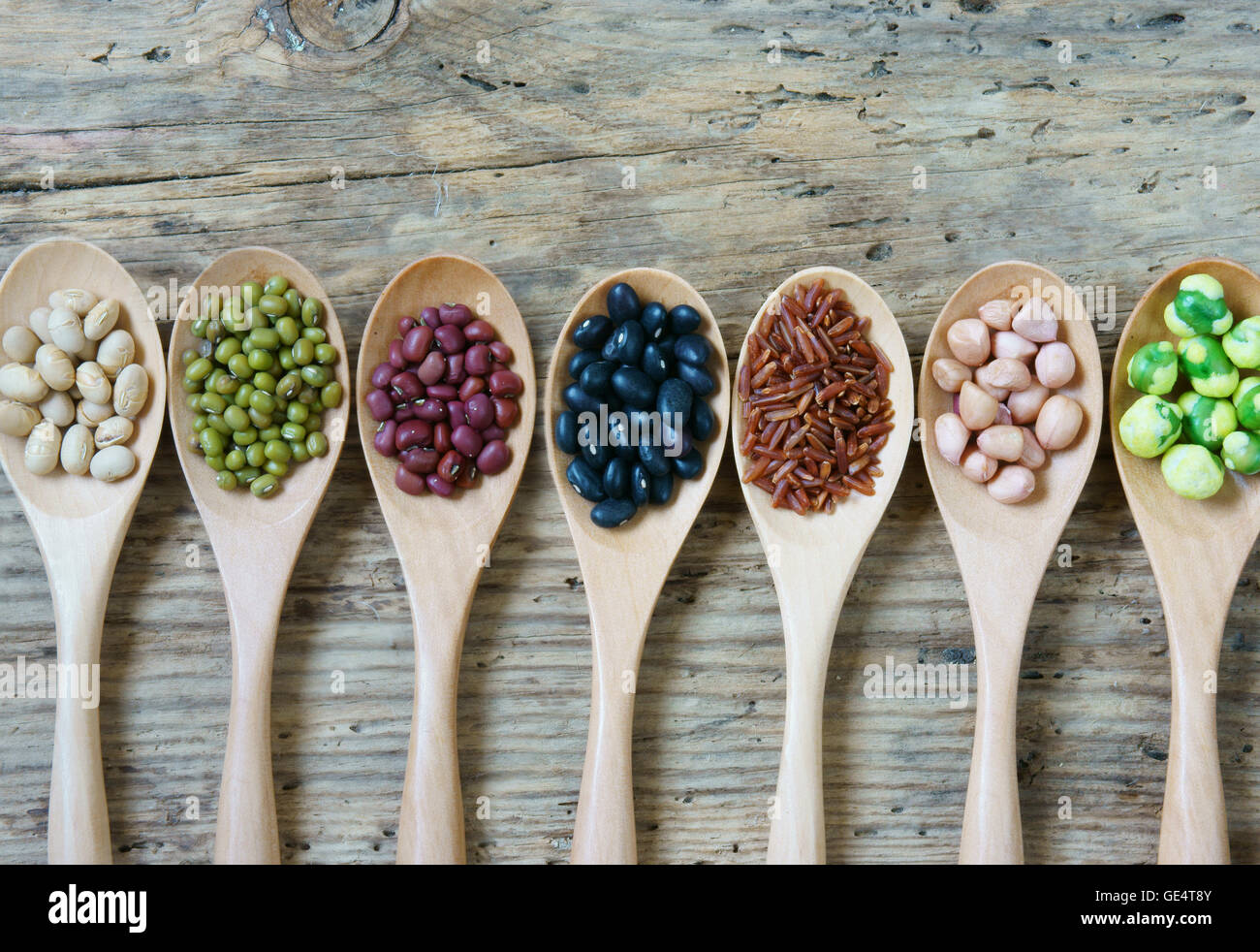 Raccolta di grano, cereali, semi, fagiolo, del prodotto di agricoltura dei paesi dell'Asia, è sana alimentazione, nutrizione e mangiare cibo in fibra Foto Stock