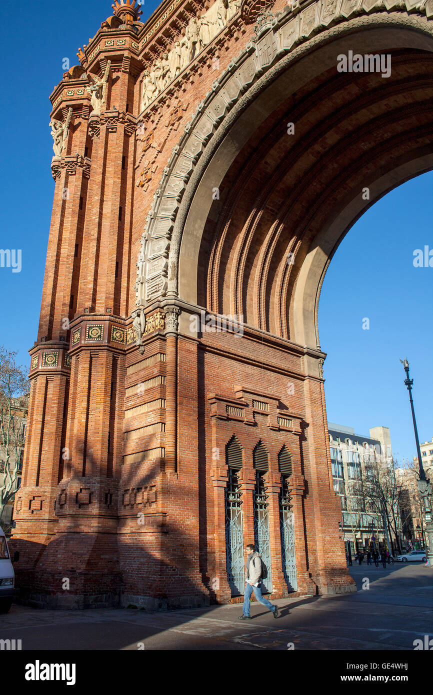 Arc de Triomf, arco trionfale,in Passeig Lluis Companys, Barcellona, in Catalogna, Spagna Foto Stock