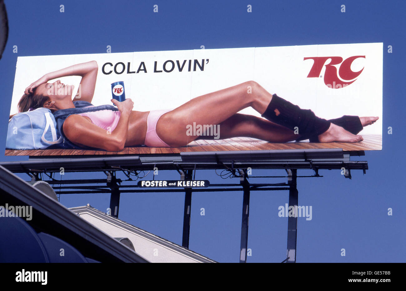 RC Cola billboard in Los Angeles circa 1985 Foto Stock