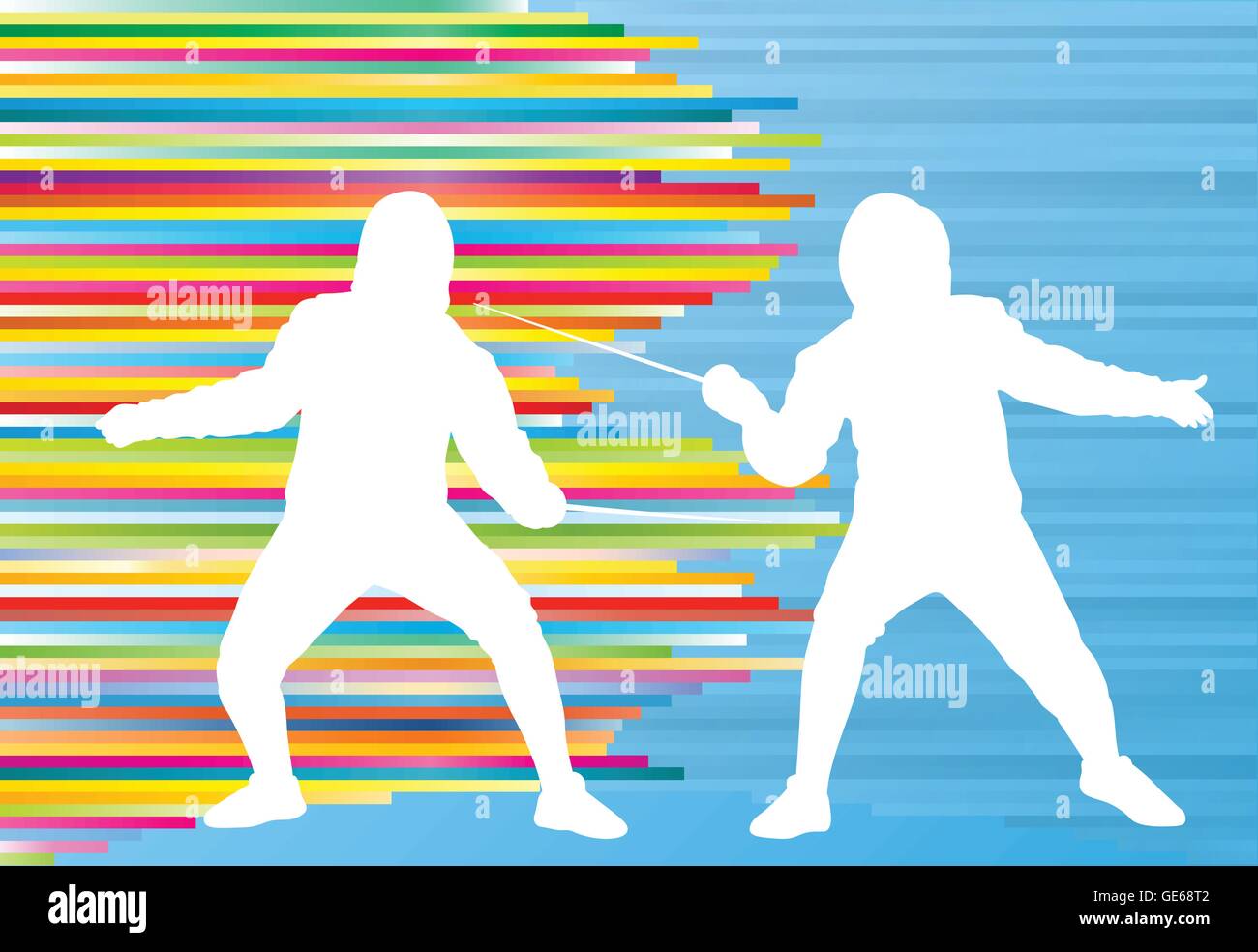 Uomo di scherma duel linee astratte vettore concetto di sfondo immagine Illustrazione Vettoriale