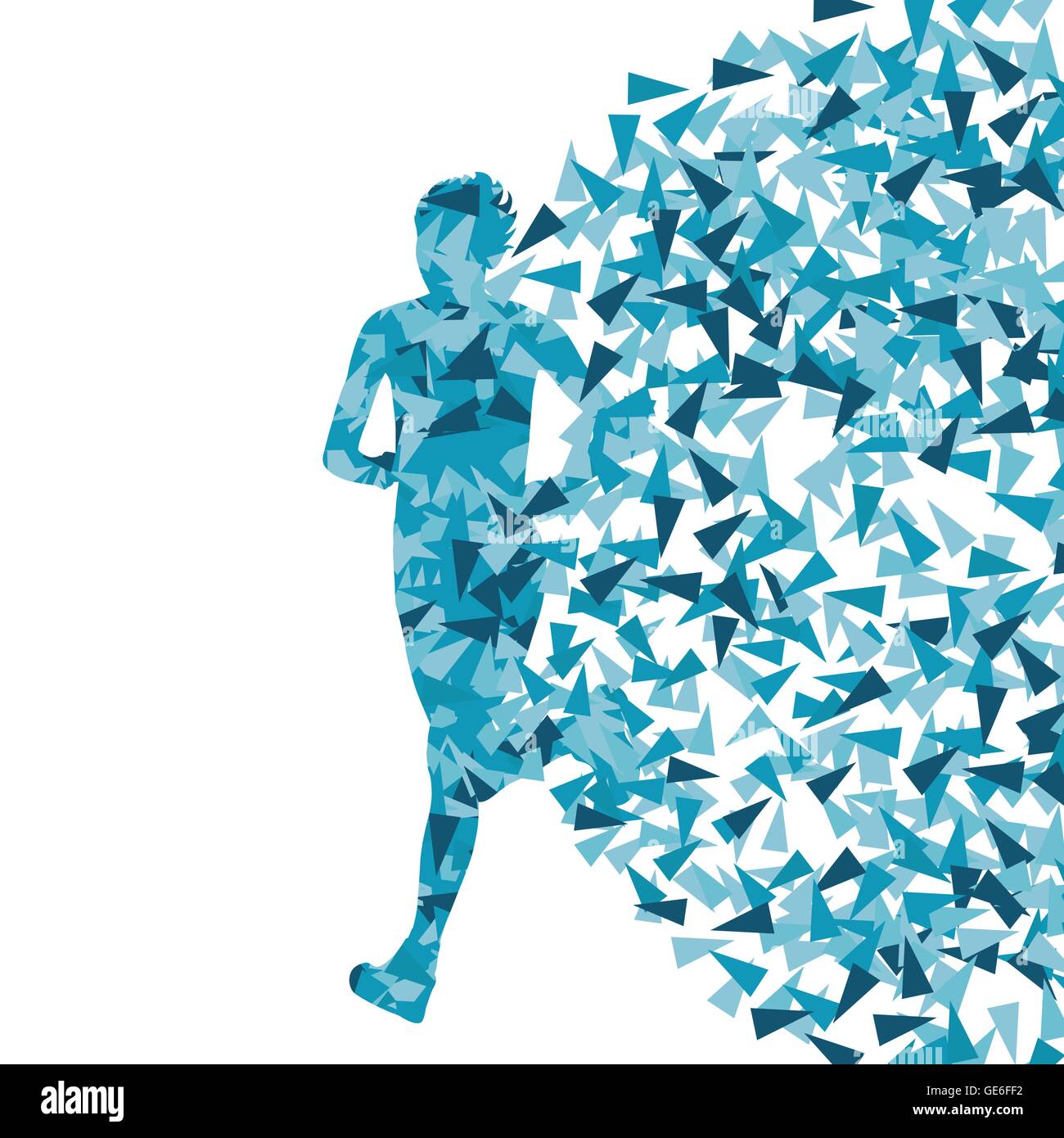 Runner astratto sfondo vettoriale, donna fatta di frammenti per poster Illustrazione Vettoriale