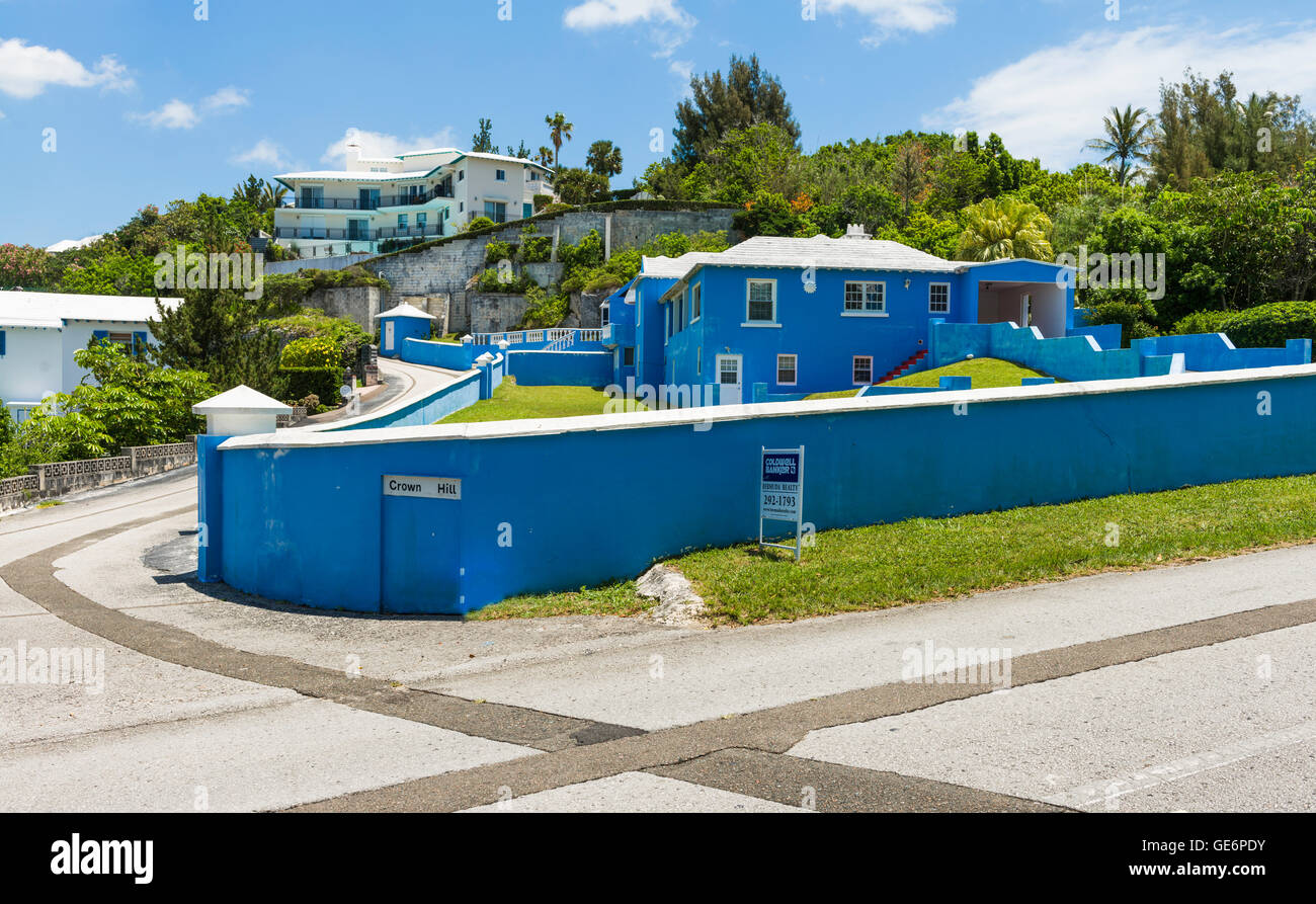 Blue House in Crown Hill, lighthouse Road, Southampton Parish, Bermuda Foto Stock