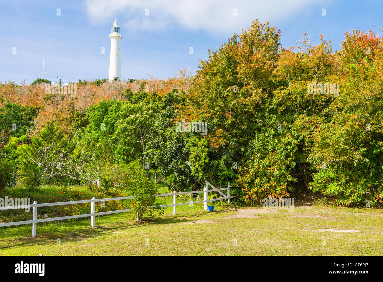 Gibbs Hill faro (1844) costruita dal Royal Engineers, è il più alto dei 2 fari sull'isola atlantica di Bermuda Foto Stock