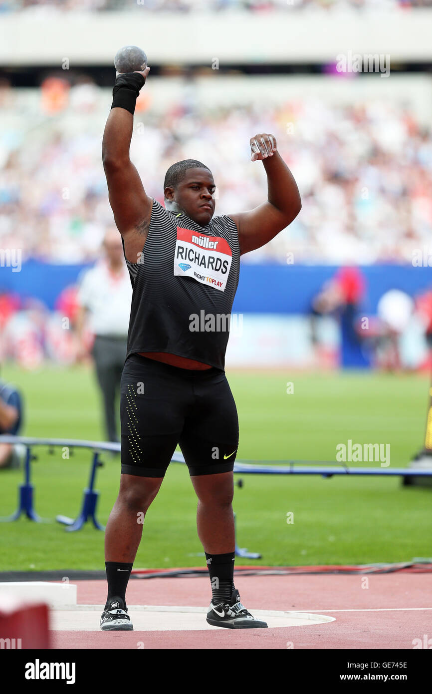 O'Dayne RICHARDS n concorrenti il colpo messo a la IAAF Diamond League giochi di anniversario. Foto Stock