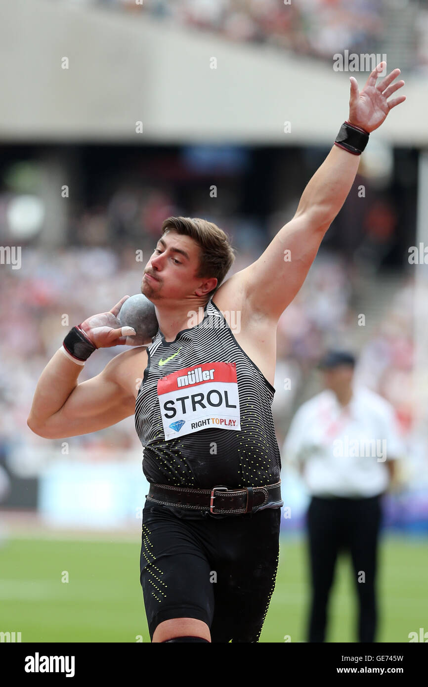 David STORL n concorrenti il colpo messo a la IAAF Diamond League giochi di anniversario. Foto Stock