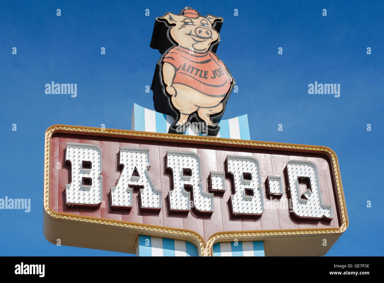 Segno per il famoso Maurice's Piggie Park Bar-B-Q a Columbia nella Carolina del Sud NEGLI STATI UNITI Foto Stock