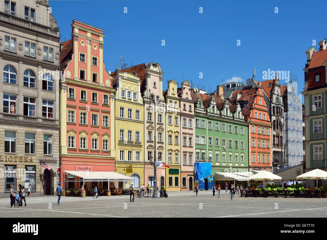 Piazza del Mercato nella Città Vecchia di Wroclaw - Polonia. Foto Stock