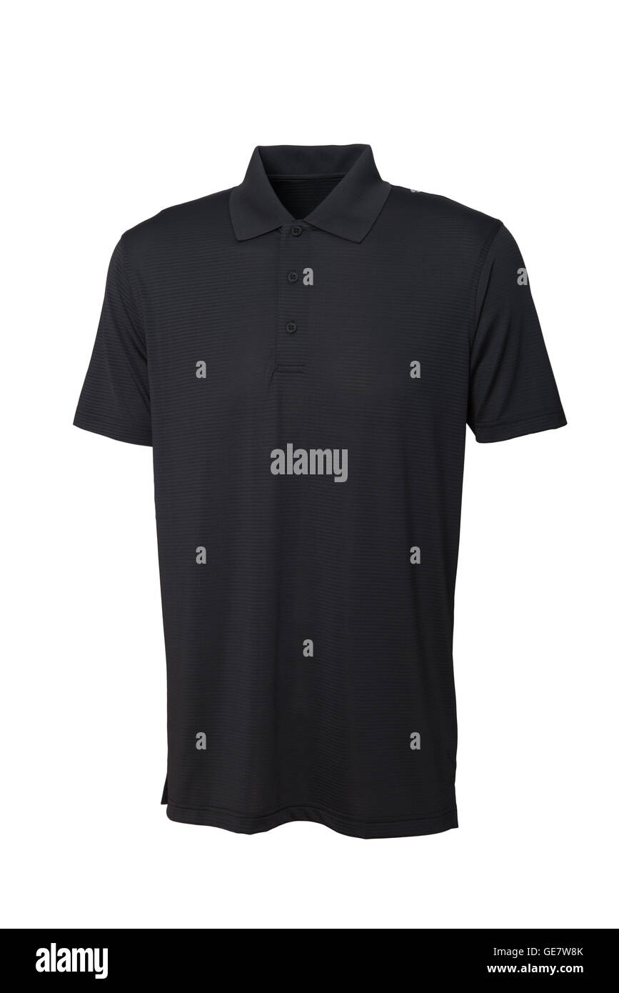 Golf tee shirt colore nero per uomo o donna su sfondo bianco Foto Stock
