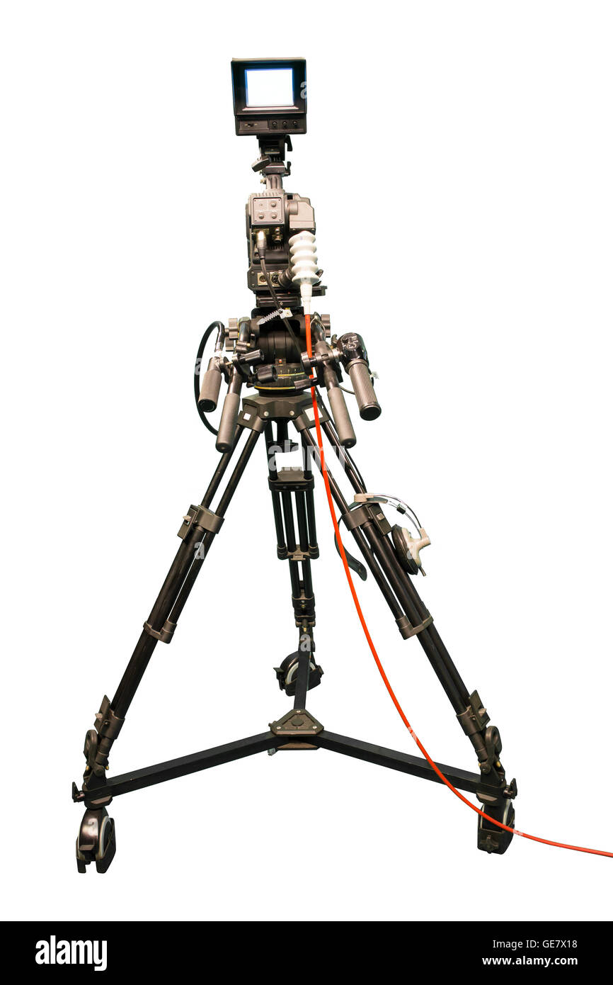 TV studio professionale videocamera digitale isolato su sfondo bianco Foto Stock