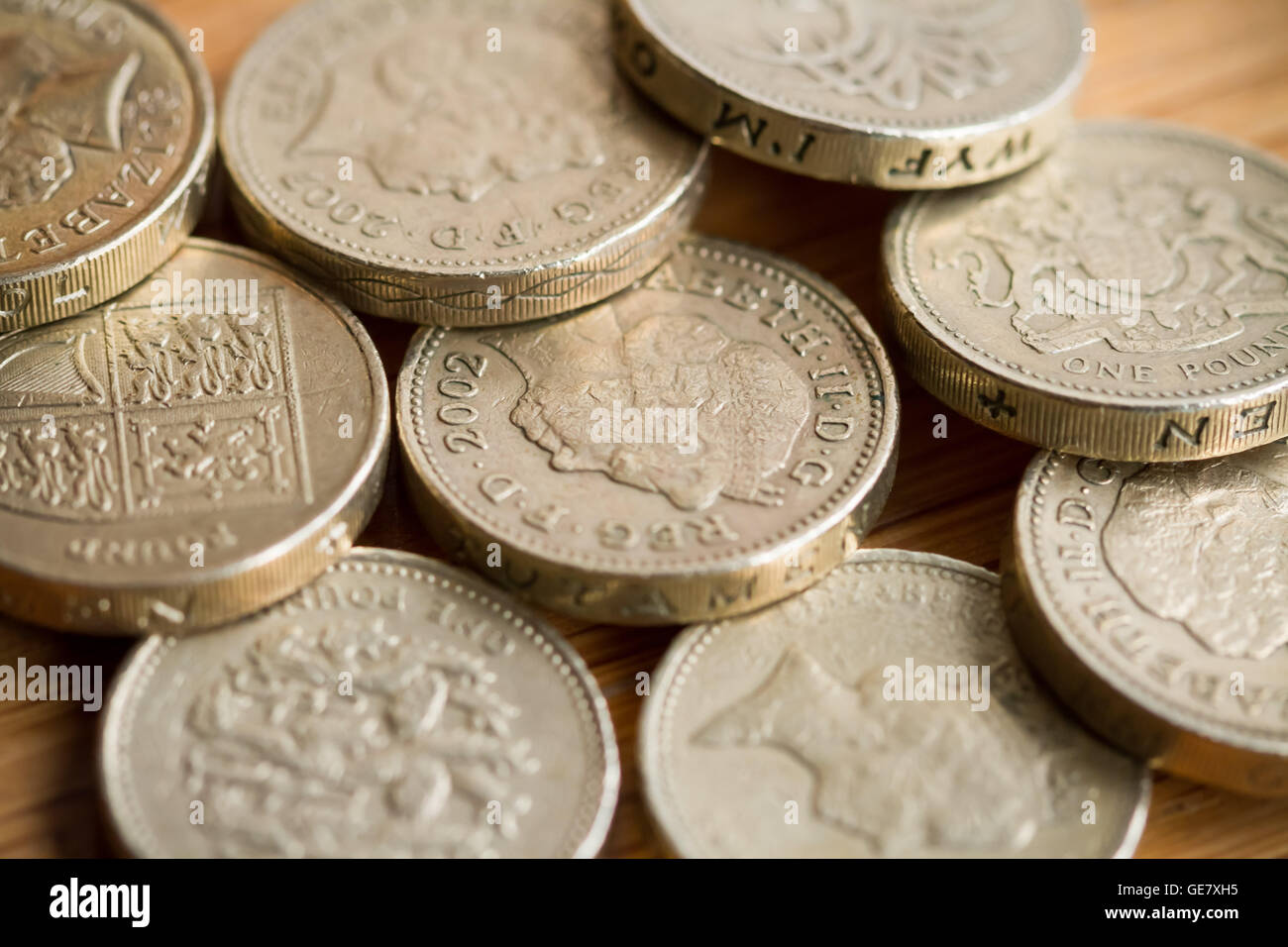 British £1 libbra di monete in valuta sterlina Foto Stock