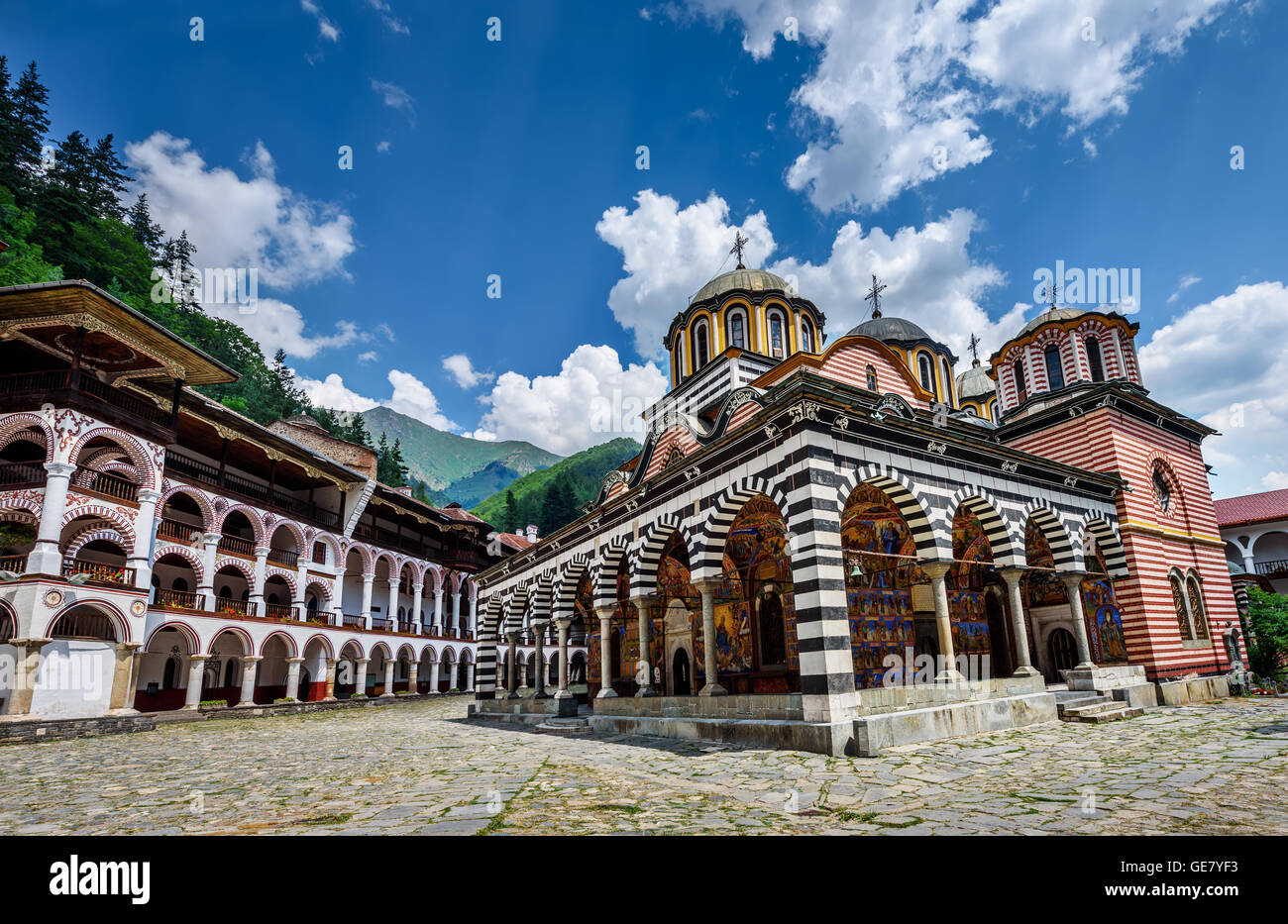 Il monastero di Rila, un famoso monastero in Bulgaria. Foto Stock