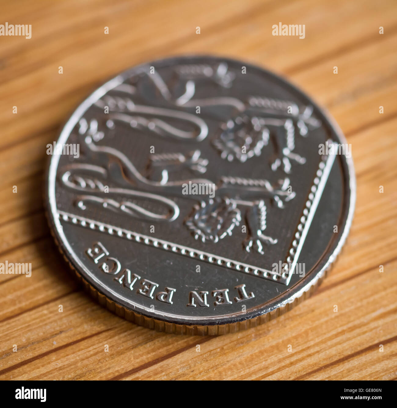 British 10p pence moneta valuta sterlina Foto Stock