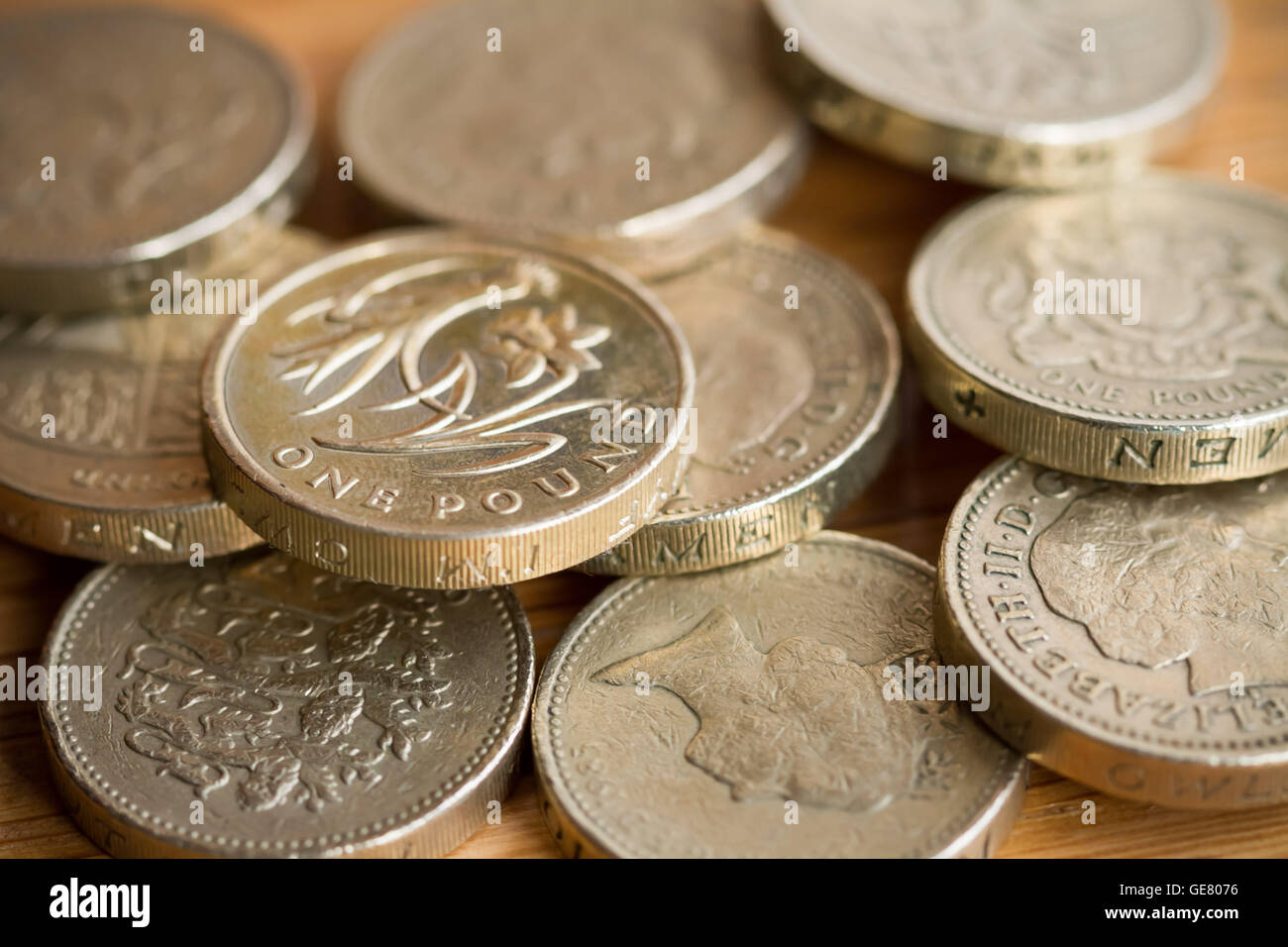 British £1 libbra di monete in valuta sterlina Foto Stock