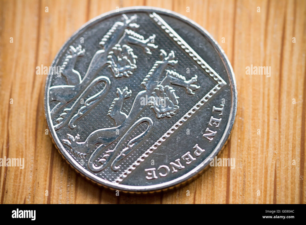 British 10p pence moneta valuta sterlina Foto Stock