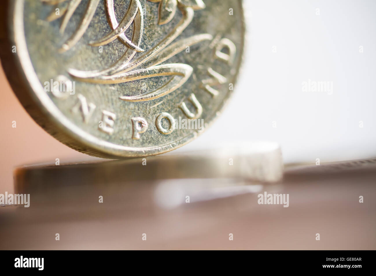 British £1 libbra di monete in valuta sterlina Foto Stock