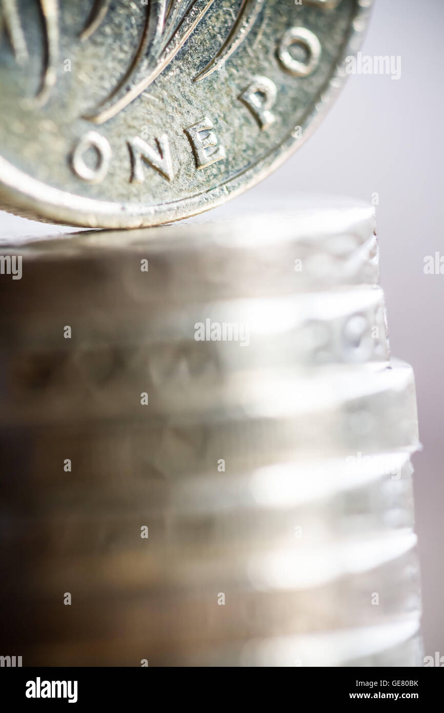 British £1 libbra di monete in valuta sterlina Foto Stock