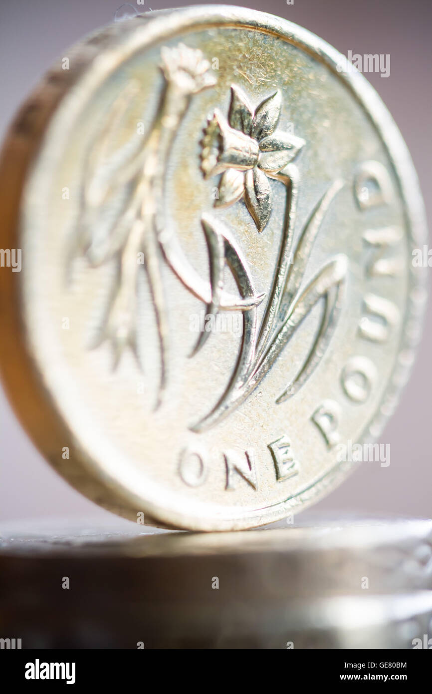 British £1 libbra di monete in valuta sterlina Foto Stock