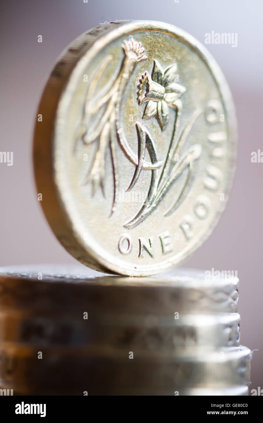 British £1 libbra di monete in valuta sterlina Foto Stock