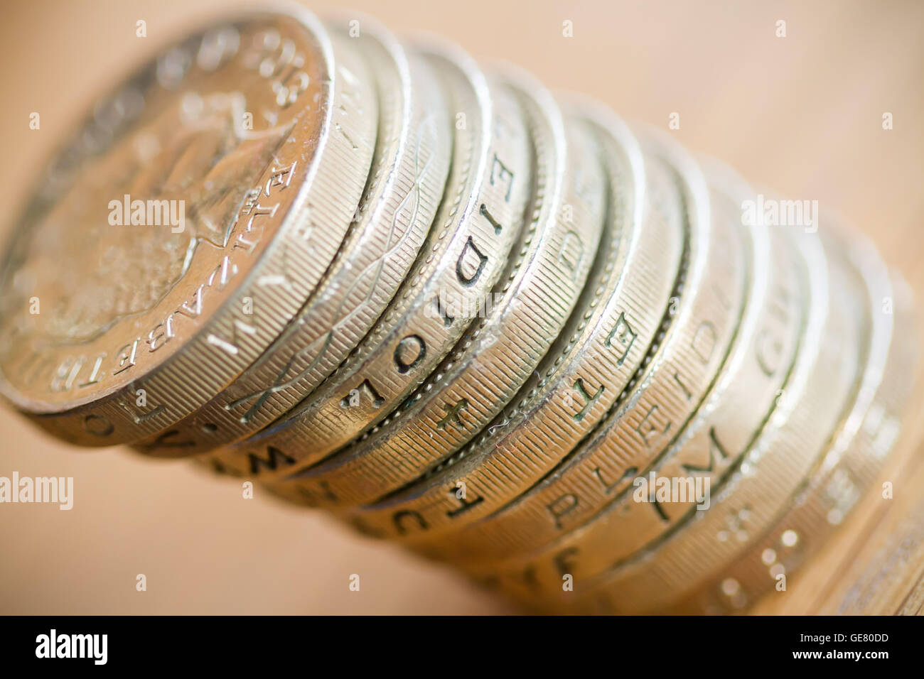 British £1 libbra di monete in valuta sterlina Foto Stock