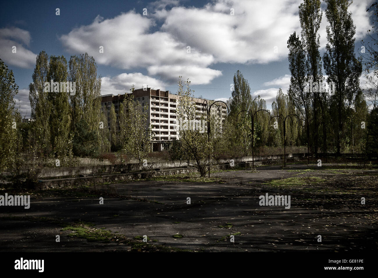 Abbandonata la città di pripjat in Chernobyl zona di esclusione, Ucraina. Foto Stock