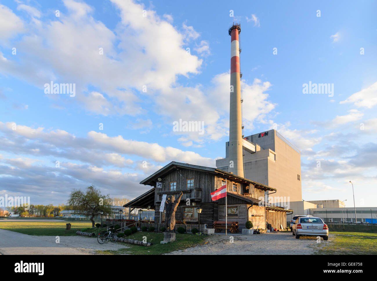 Zwentendorf an der Donau: mai andato in funzione di un impianto ad energia nucleare Zwentendorf, ristorante Bärndorferhütte, Austria, Niederös Foto Stock