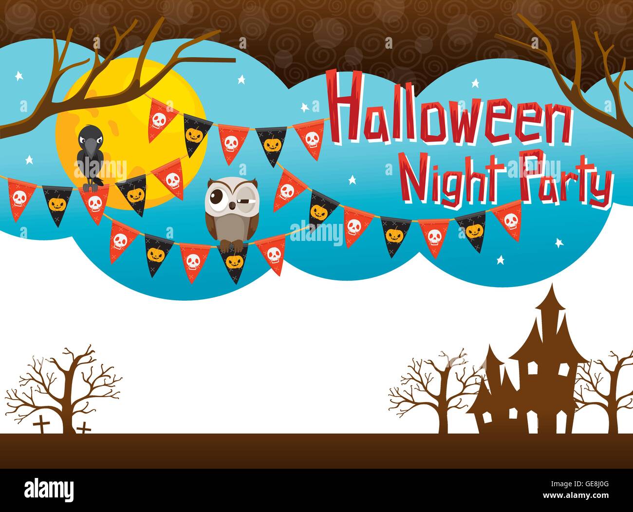 Sfondo di Halloween e oggetti, Mistero, vacanze, cultura, Ottobre, decorazione, fantasia, Festa Notturna Illustrazione Vettoriale