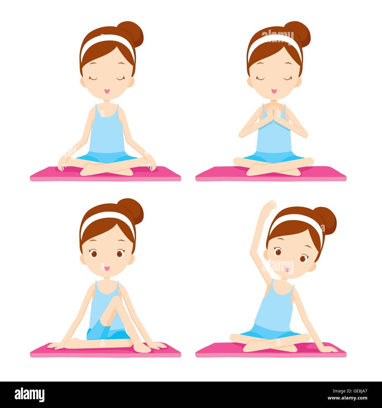 Ragazza facendo esercizi yoga, sana, bellezza, sport, attività, lo stile di vita Illustrazione Vettoriale