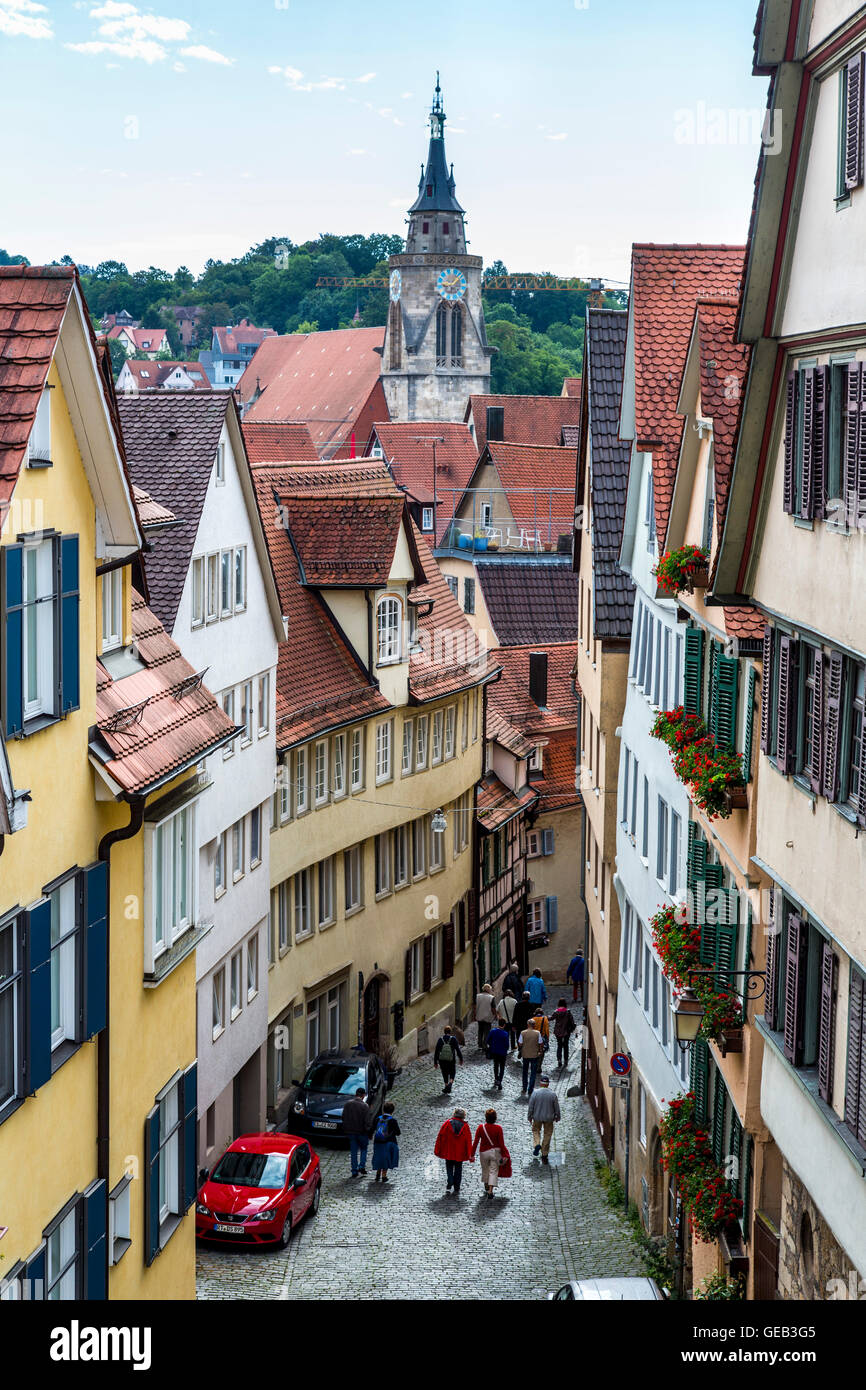 La città vecchia, con case storiche, Tubinga, Germania, midollo strade, vicoli, Foto Stock