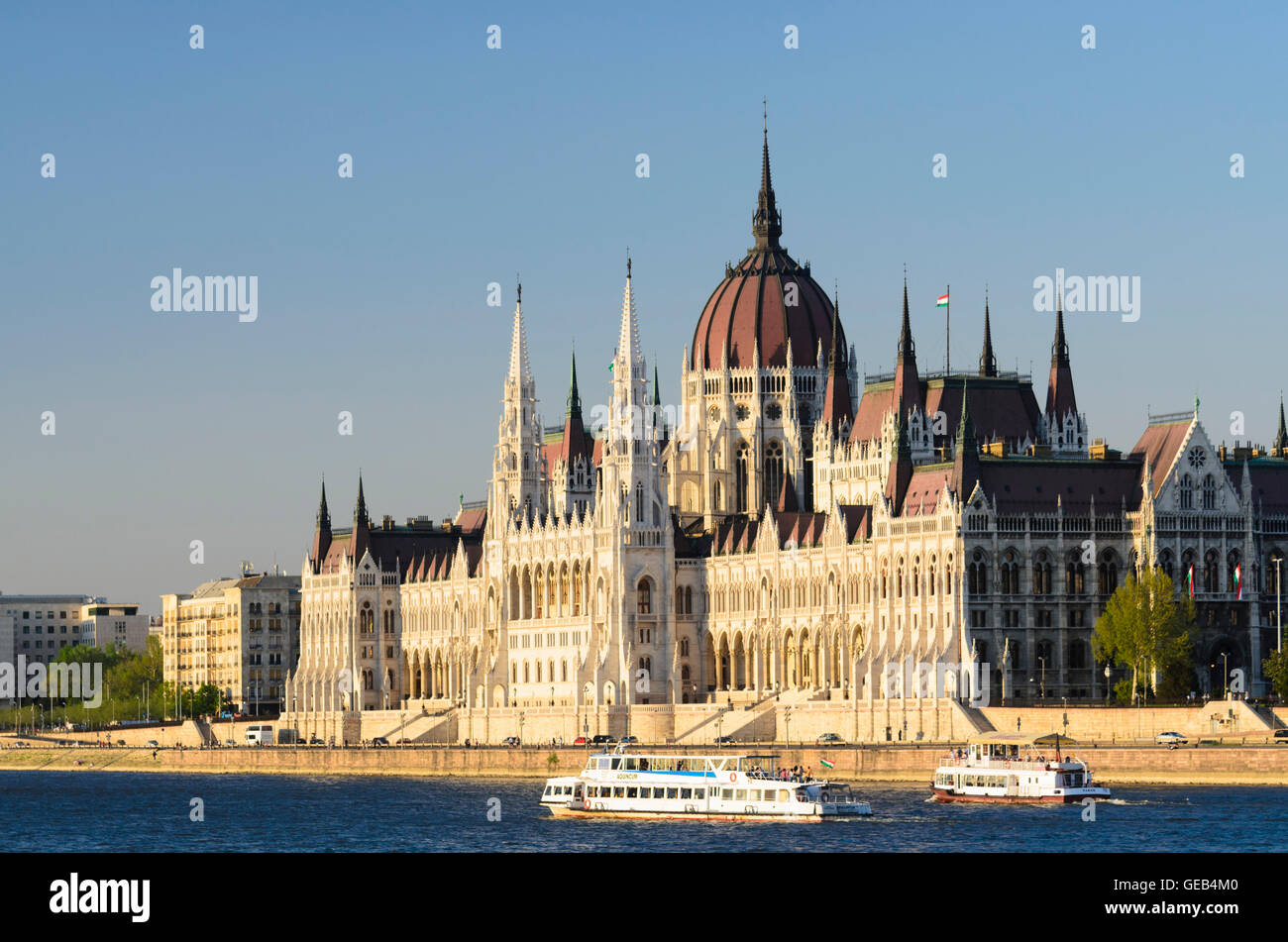 Budapest: il Parlamento, il Danubio, Ungheria, Budapest, Foto Stock