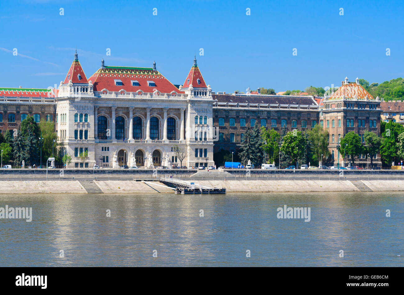 Budapest: Danubio con il Technical University, Ungheria, Budapest, Foto Stock