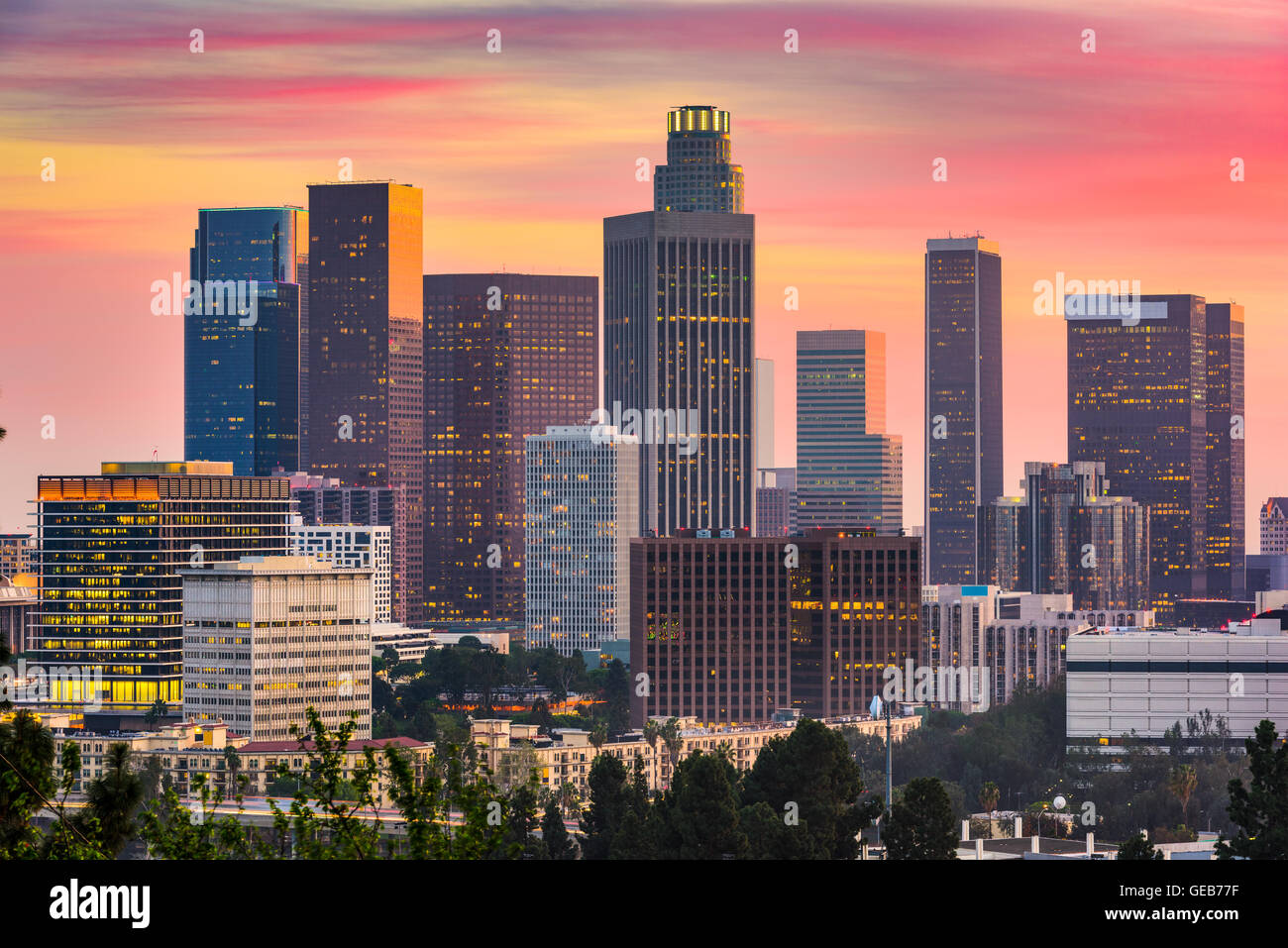 Los Angeles, California, Stati Uniti d'America skyline del centro. Foto Stock
