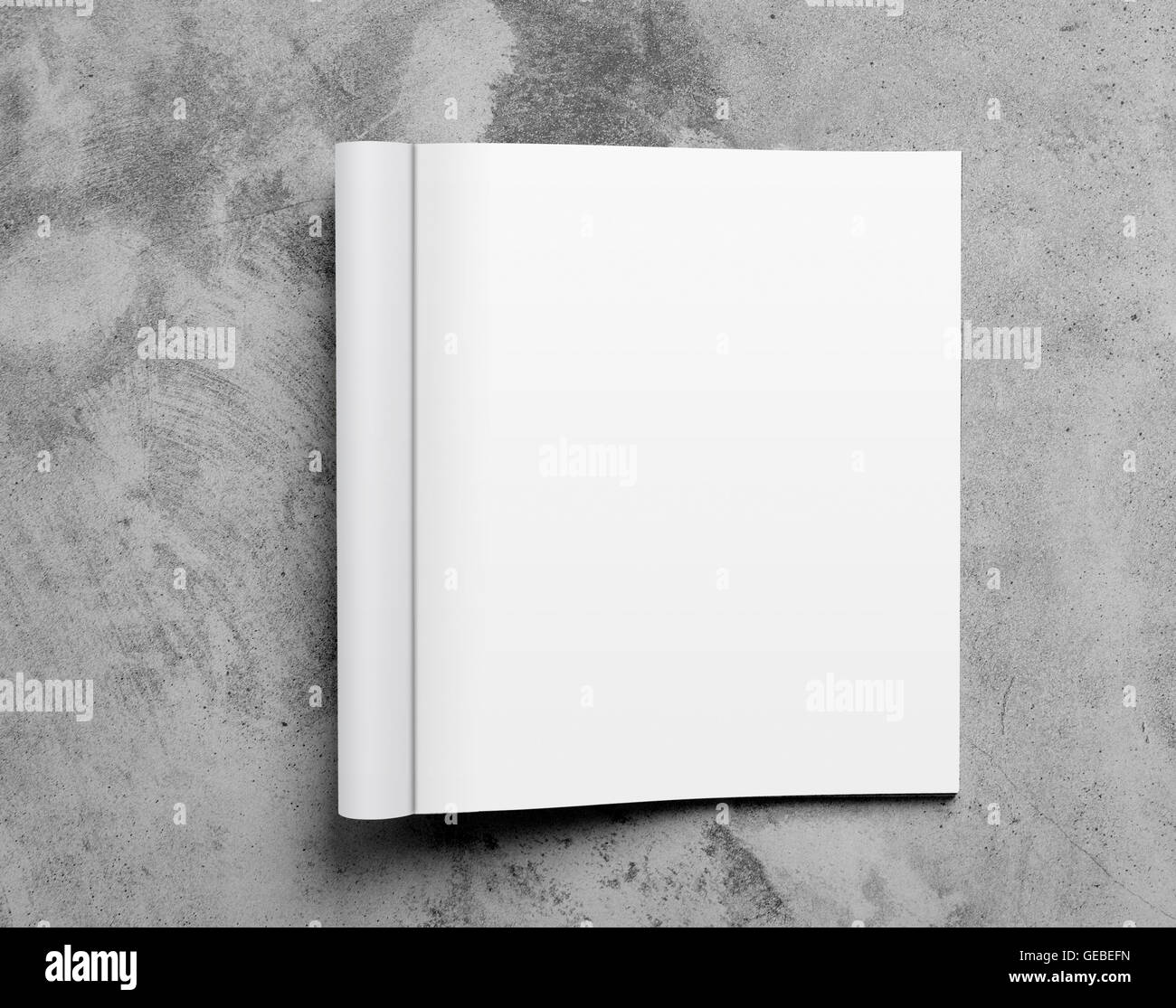 Blank rivista aperta isolata su sfondo a trama con percorso di clipping pronto per il tuo artwork Foto Stock