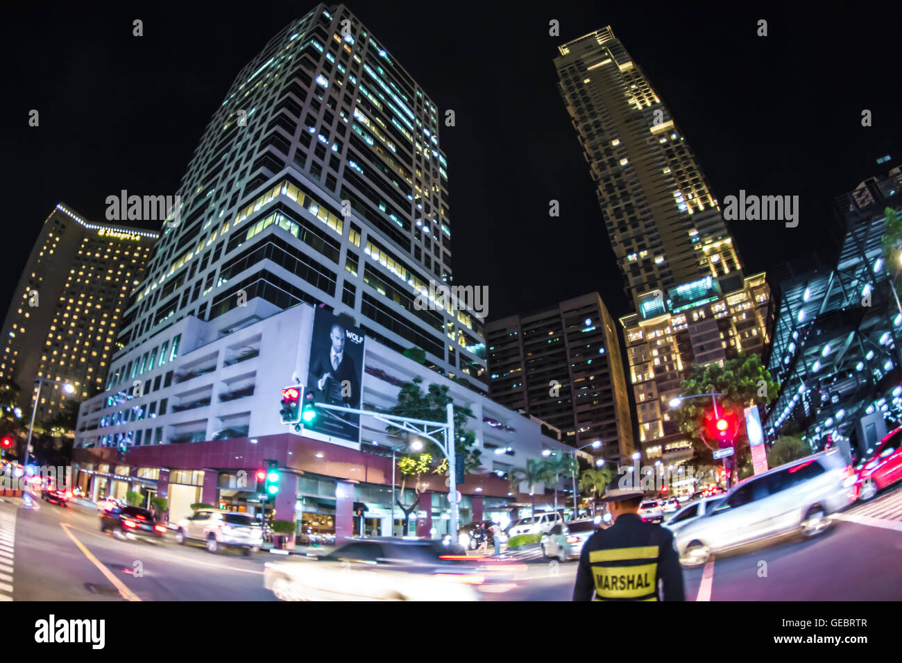 Fotografia di paesaggi architettura urbana traffico di Makati Manila Filippine Foto Stock