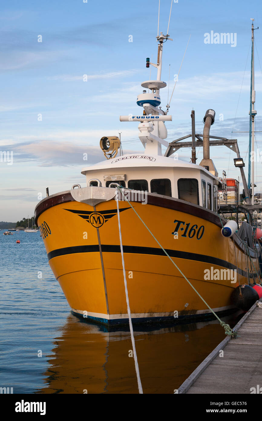Le barche da pesca imballano i moli di Crosshaven, un porto utilizzato sia dagli yacht che dalle imbarcazioni commerciali da pesca sulla selvaggia costa atlantica dell'Irlanda Foto Stock
