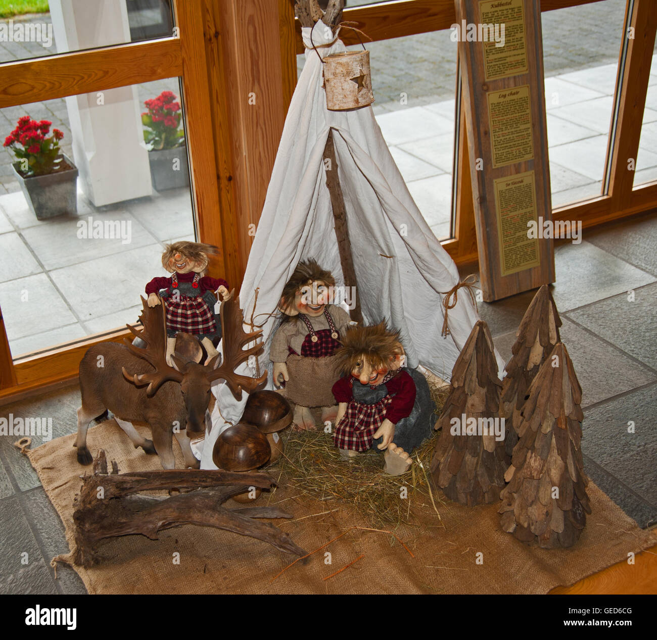 Norwegian troll gruppo alci disposizione camp Foto Stock