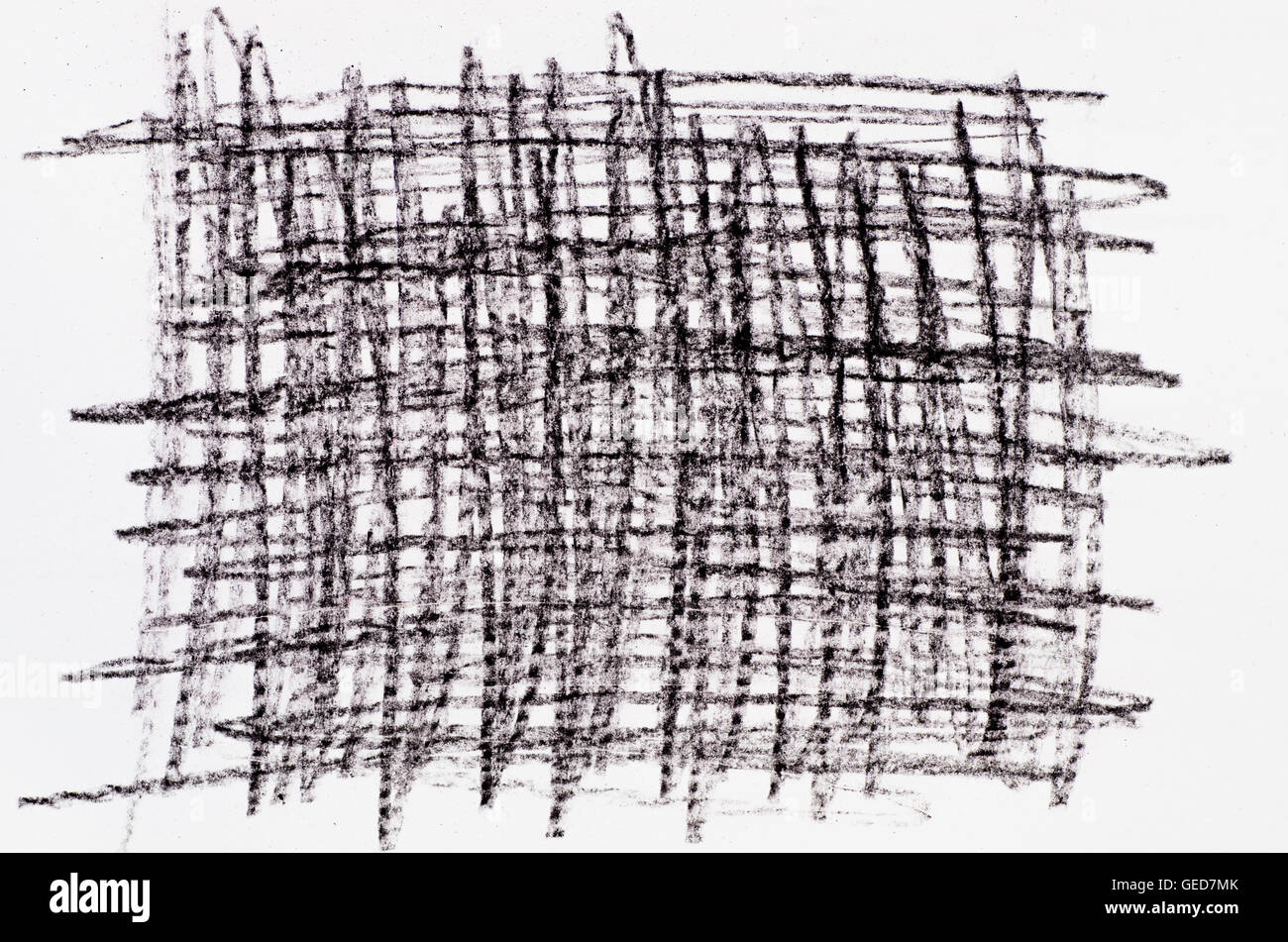Gessetto nero il disegno su carta bianca texture di sfondo Foto Stock
