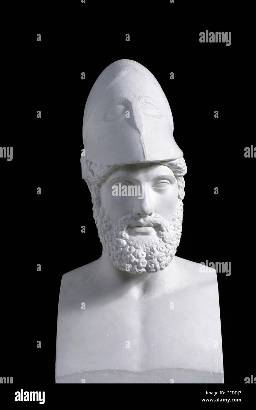 Erma di Pericle recanti la scritta, Pericle, figlio di Xanthippus, Athenian, copia romana di originale da Kresilas Foto Stock