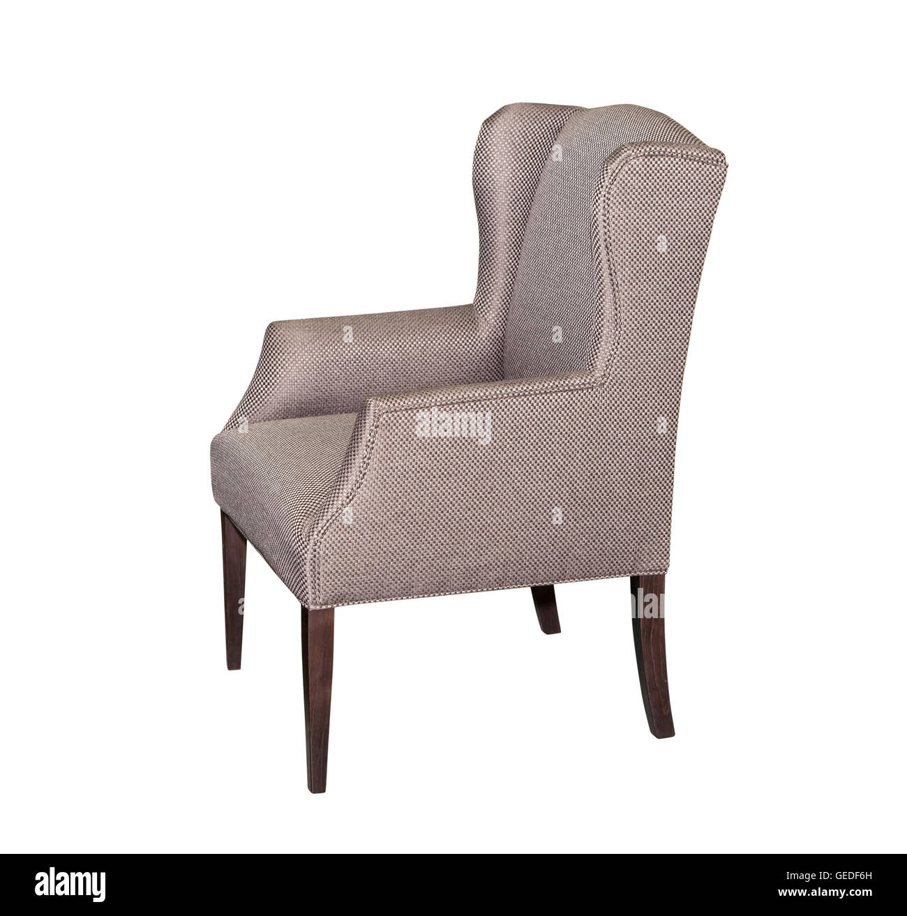 Tessuto grigio sedia classica isolato Foto Stock