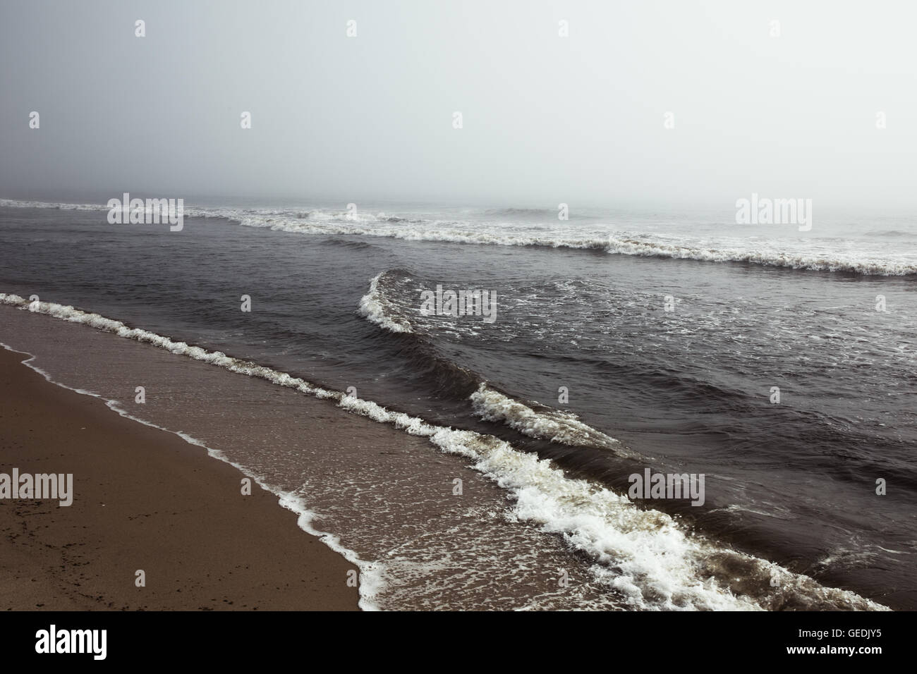 Bella spiaggia misty a Newcomb's Hollow, Wellfleet, MA Cape Cod Foto Stock