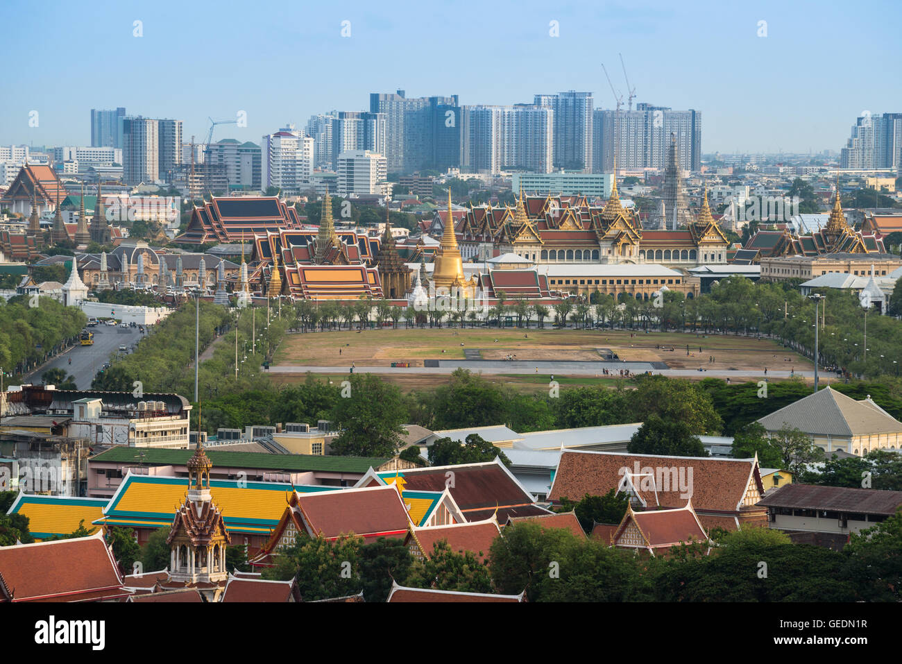 La skyline di Bangkok e la città di Bangkok la città capitale della Thailandia. Foto Stock