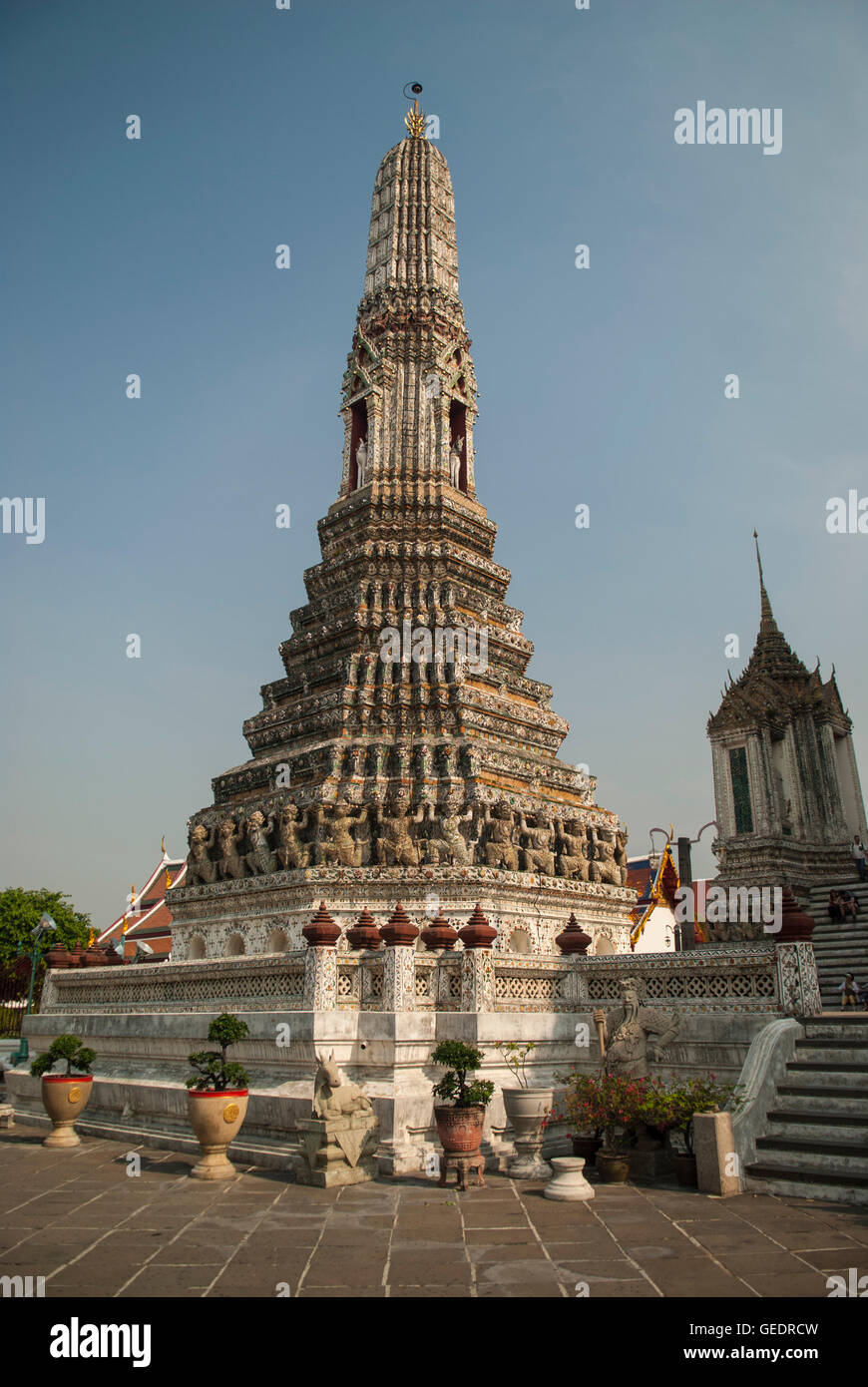 Pagoda di Wat Arun, il tempio dell'alba, Bangkok, Thailandia Foto Stock