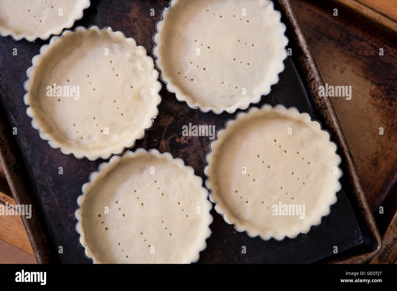 Mini Tart croste, ad alto angolo di visione Foto Stock