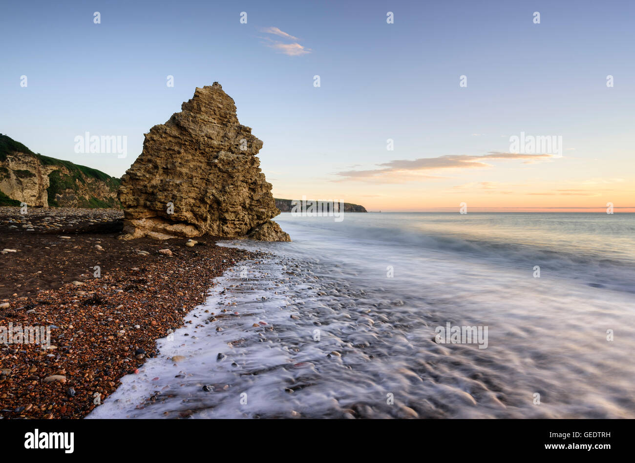 Spiaggia di Blast su la contea di Durham Costa del patrimonio Foto Stock