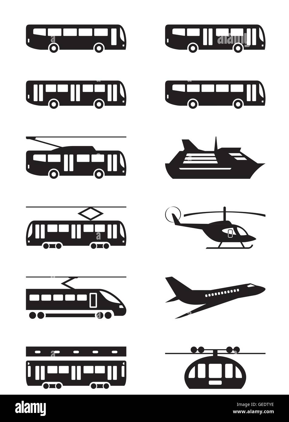 Trasporto passeggeri veicoli - illustrazione vettoriale Illustrazione Vettoriale