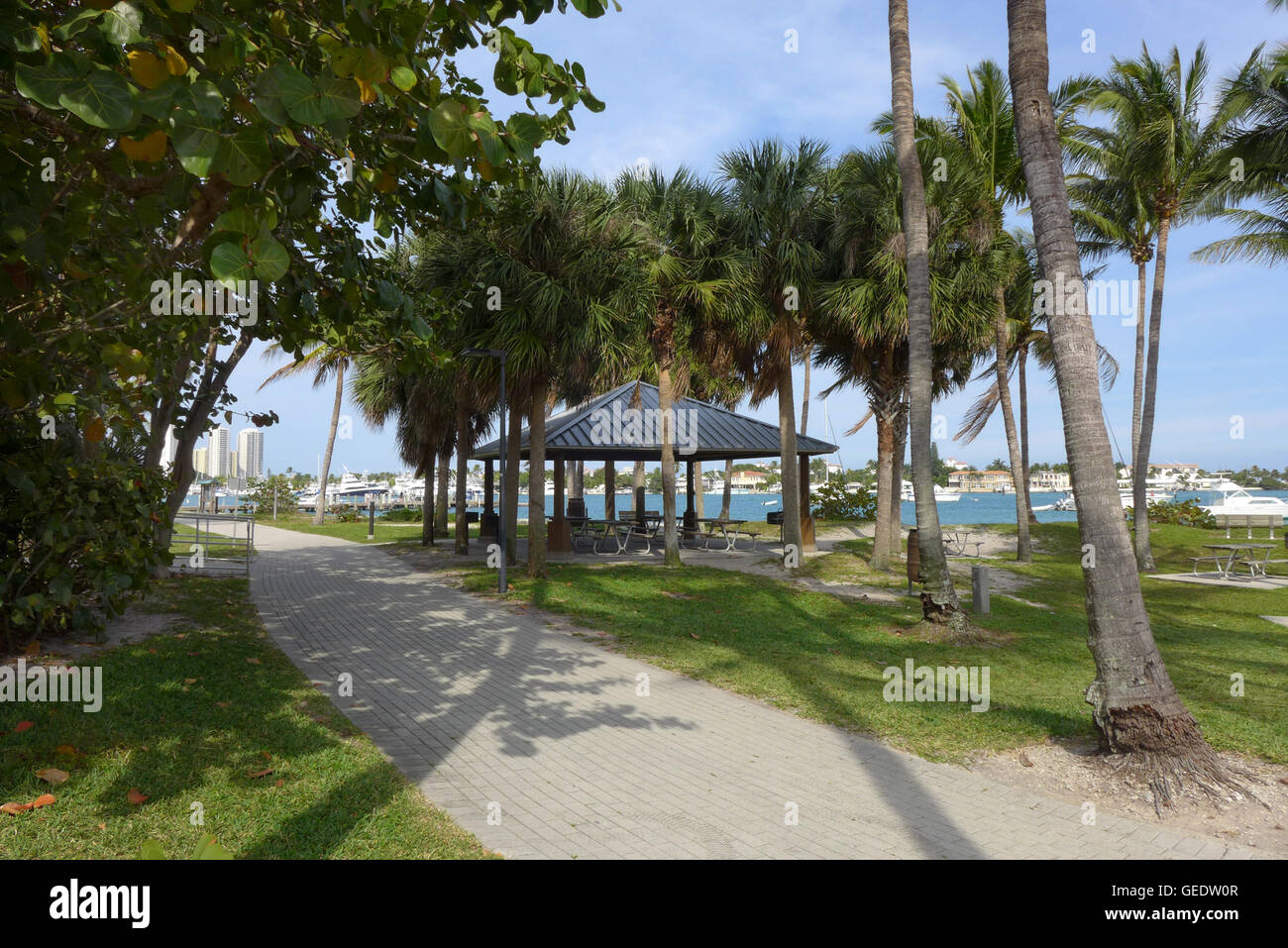 Peanut Island in Palm Beach County Florida meridionale costruita attorno al perimetro di un sito di bottino di dragaggio il valore di ingresso. Foto Stock